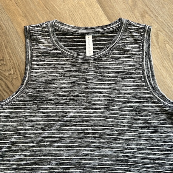 Athleta Breezy Striped Tank Top, black and white, size small petite. - Picture 3 of 4